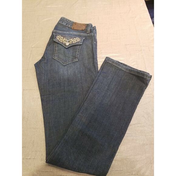 Guess Women's Scarlet Straight‎ Leg jeans Size 27 BLING Flap Pockets - Picture 1 of 9